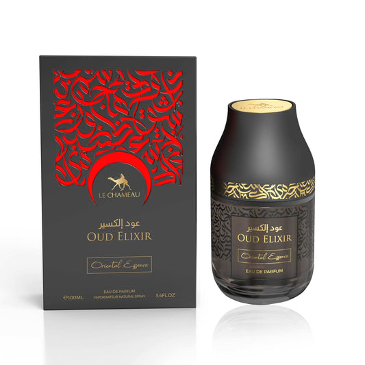 Le Chameau Oriental Essence Oud Elixir 100ml Eau de Parfum bottle and retail box