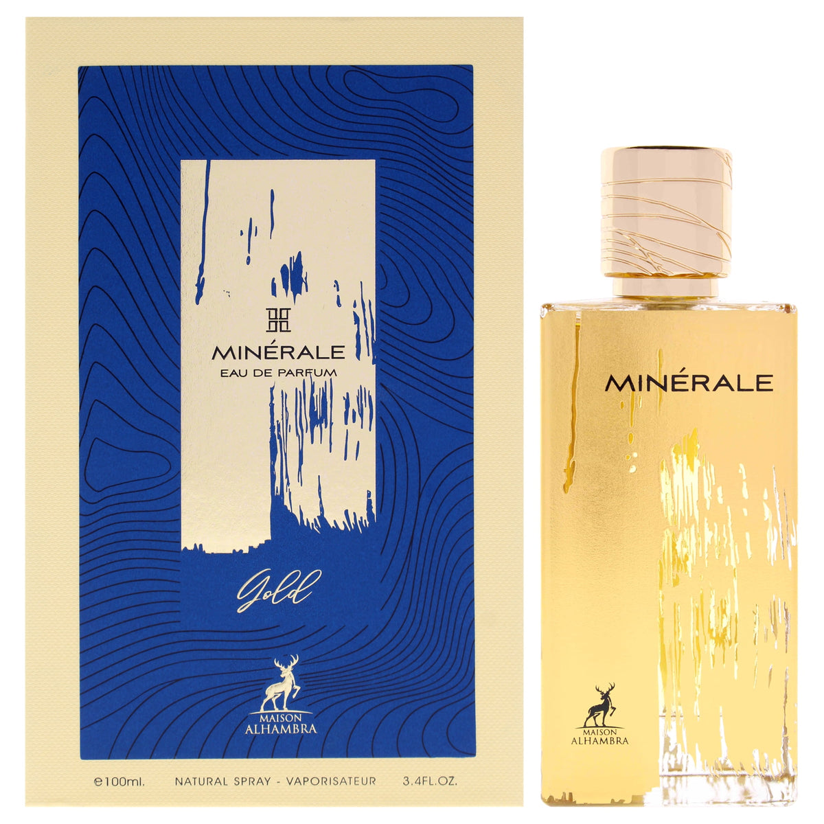 Maison Alhambra Minerale Gold Eau de Parfum bottle and box