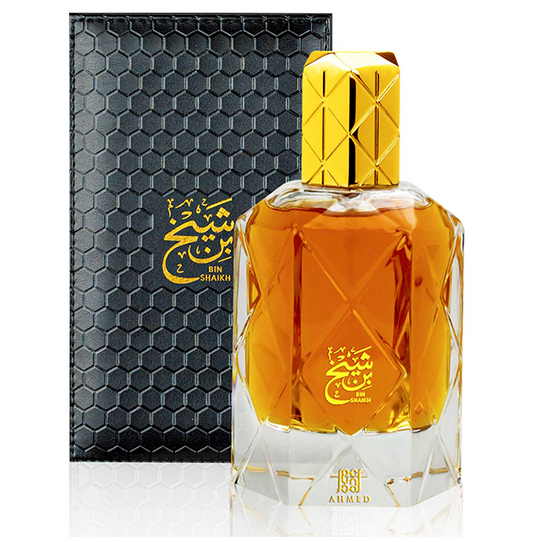 Ahmed Al Maghribi Bin Shaikh 90ml perfume bottle and box
