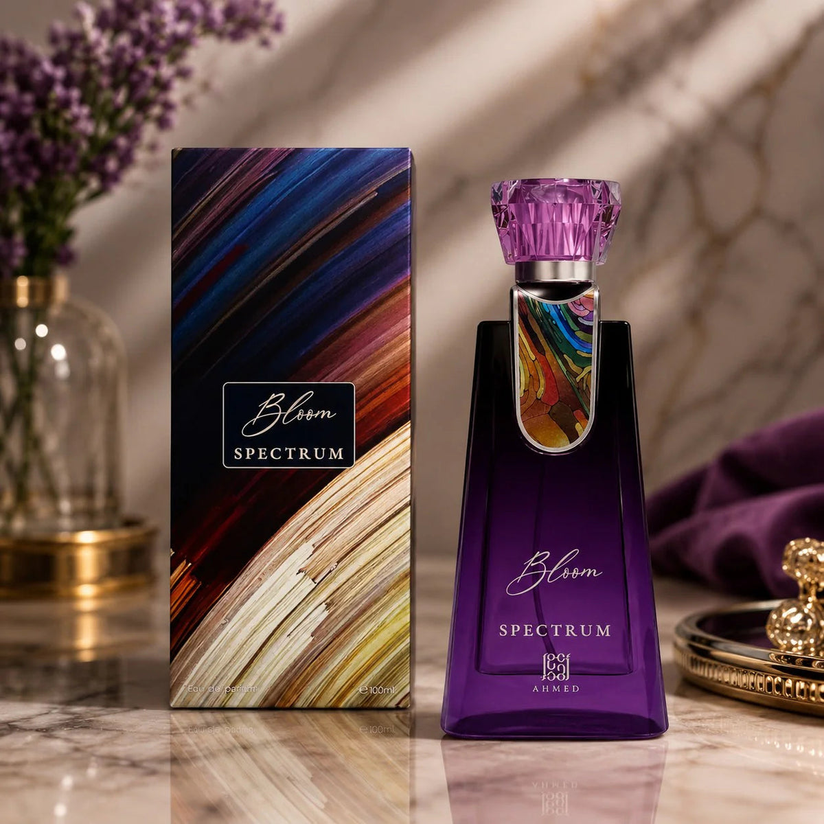 Ahmed Al Maghribi Bloom Spectrum 100ml perfume bottle and box