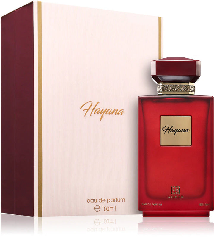 Ahmed Al Maghribi Hayana 100ml perfume bottle and box