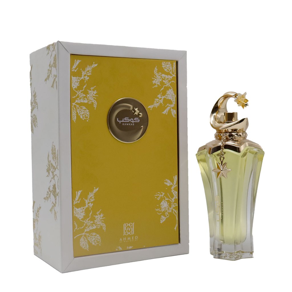 Ahmed Al Maghribi Kawkab 75ml perfume bottle and box