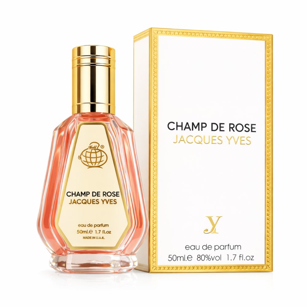 Fragrance World Champ de Rose Jacques Yves 50ml retail bottle and box