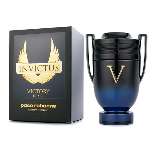 Paco Rabanne Invictus Victory Elixir Parfum Intense 100ml original black box and bottle, studio photo