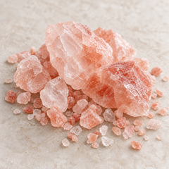 AI-generated representative illustration: Pink salt crystals, representing the Pink Salt fragrance note; not a documentary photograph.