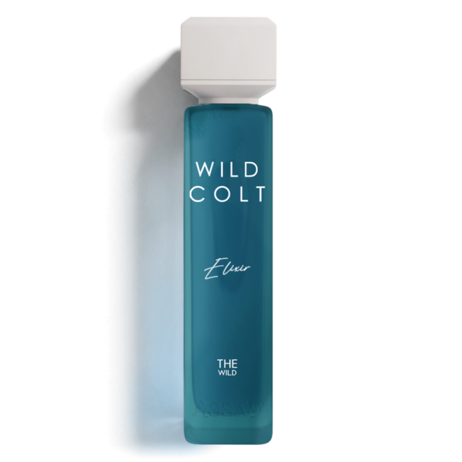 Assaf Wild Colt Elixir 200ml teal bottle clean studio photograph