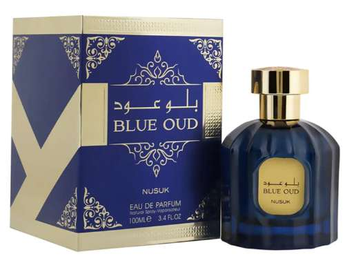 Nusuk Blue Oud perfume bottle and box