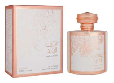 Nusuk Ishq Al Ward perfume bottle and box