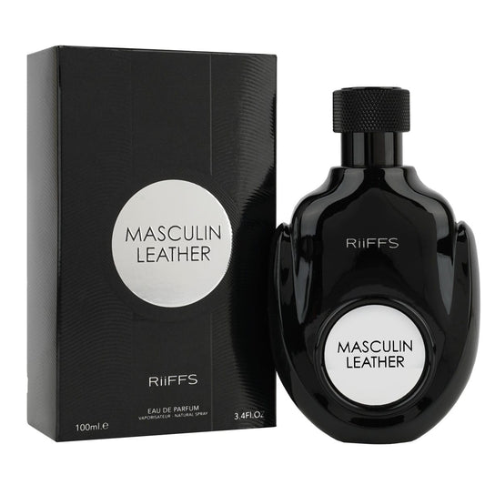 Riiffs Masculin Leather Extrait de Parfum bottle and packaging