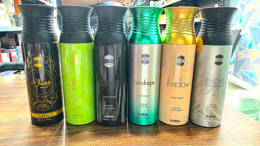 Ajmal Deos (SET OF 6 ) 200Ml EACH , Mizyaan, Shadow, Wisal Layl, Raindrops, Carbon, Evoke Silver