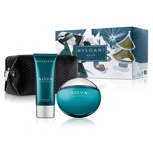 Bvlgari Aqva by Bvlgari 3pc set 100ml EDT + 100ml After Shave Balm + Pouch